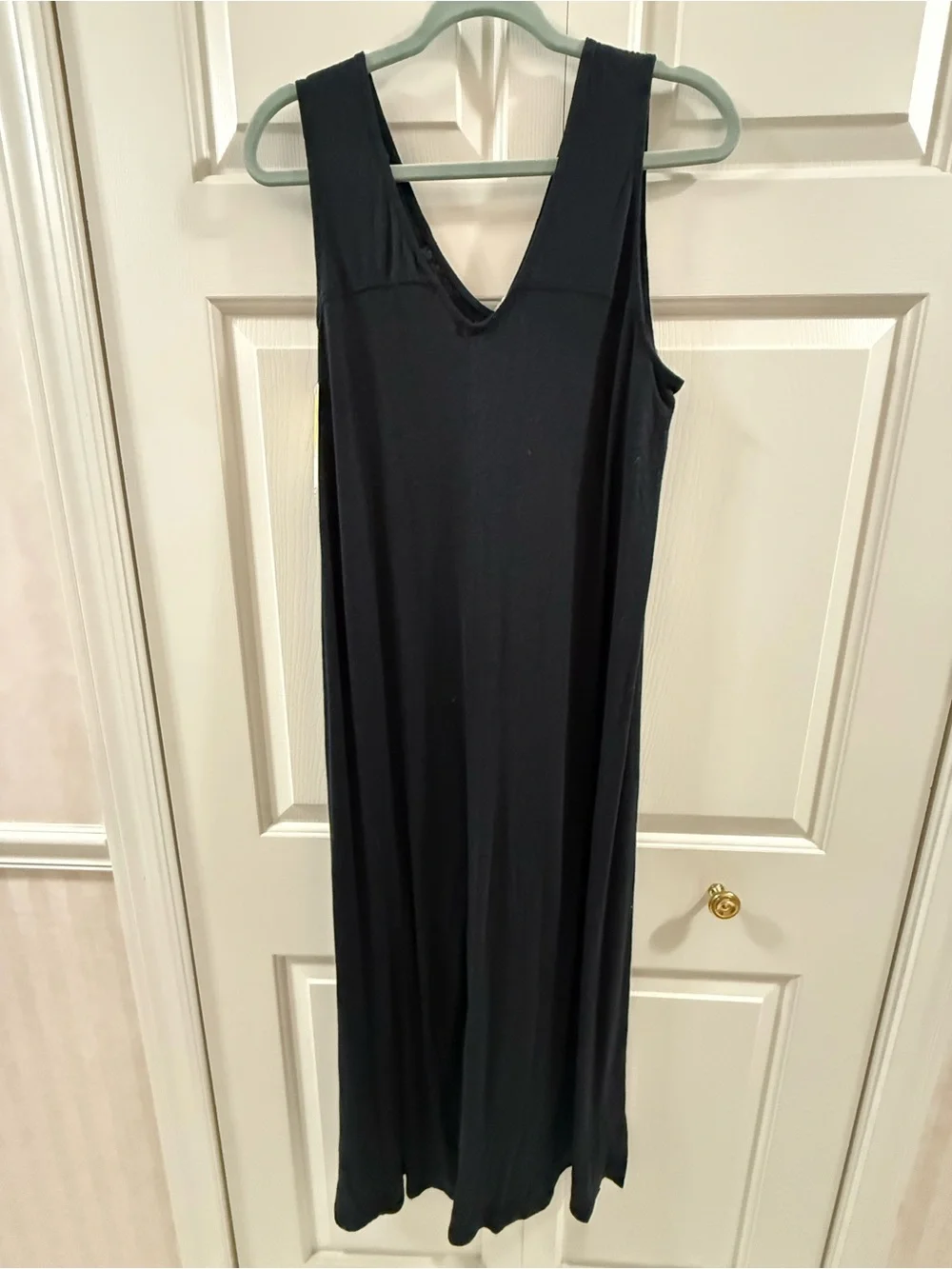 C&C California Black Linen Blend Sleeveless Maxi Dress Side Slit Small
